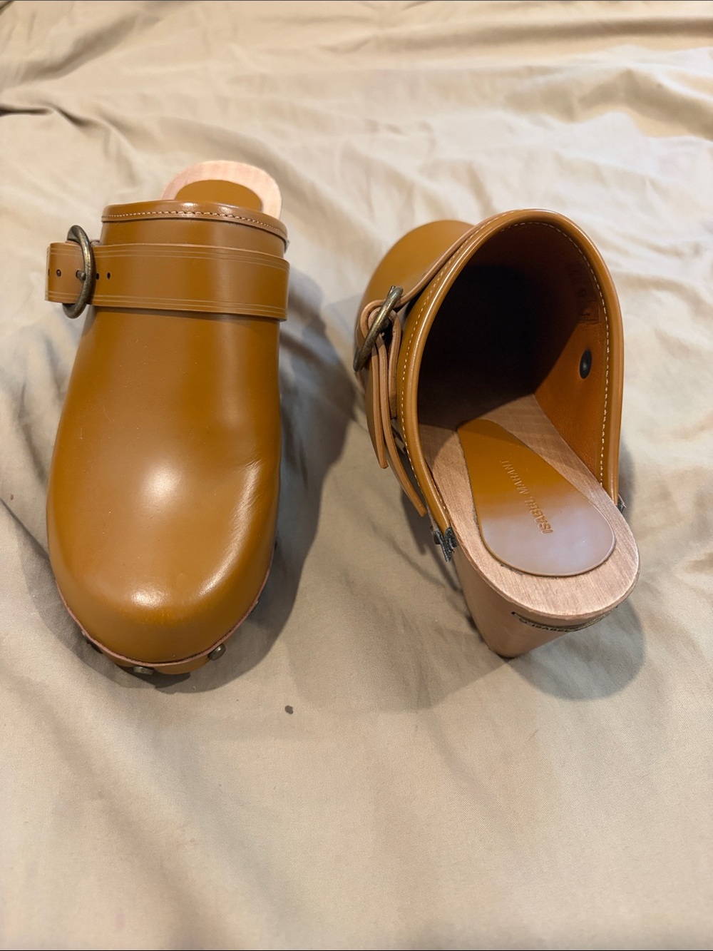 Isabel Marant Tan Leather Buckle Clog Mules